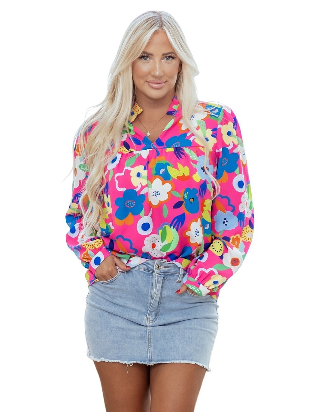 Vibrant Floral Long Sleeve Blouse for Women